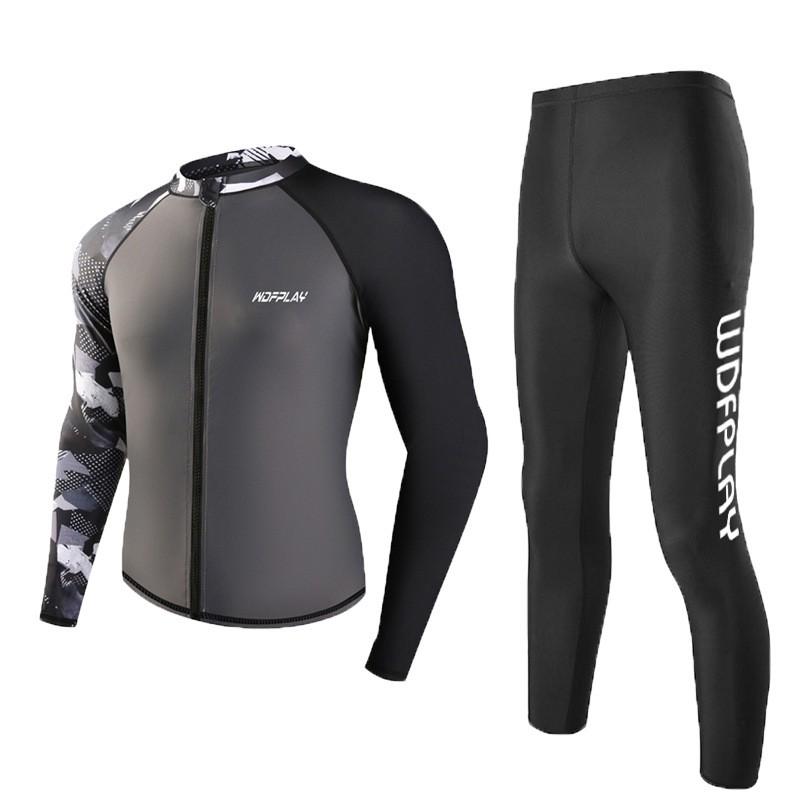 Mens Rash Guard Set UV Protection Long Sleeve Swimwear Surfing Snorkeling Diving Water Sports
