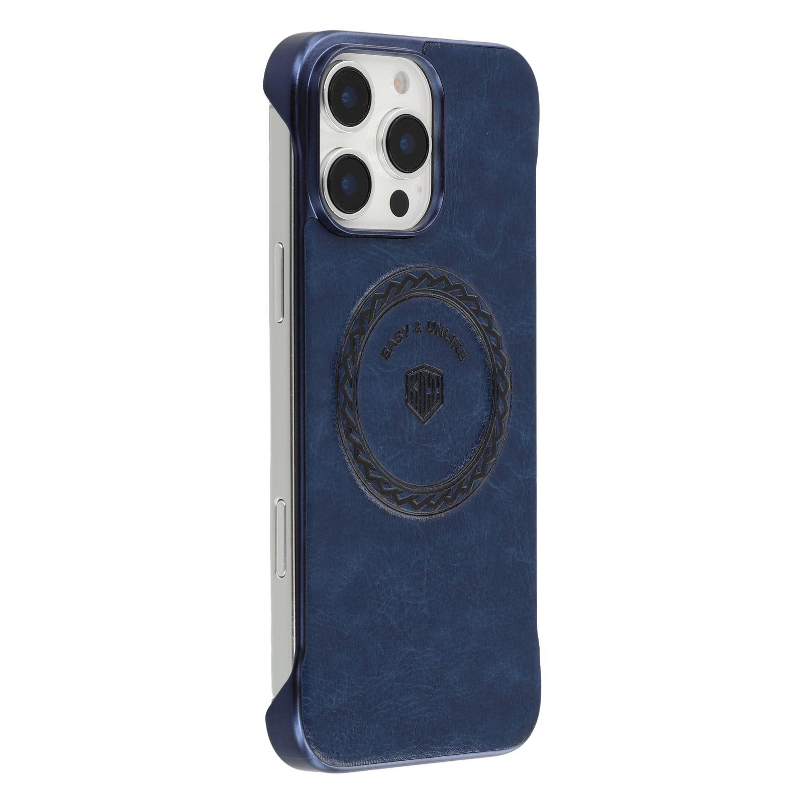 

KIGC For iPhone 16 Pro Max Magnetic Case Electroplating PC+PU Phone Back Cover Blue