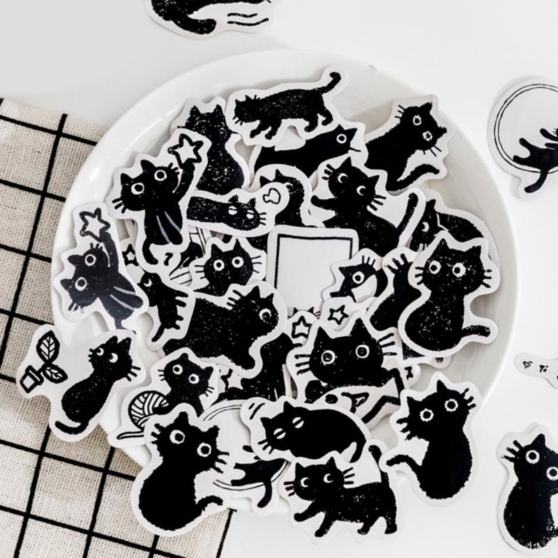 45 Pcs/Box Lovely Kitten Stickers Cats Theme Stickers Water Bottle Stickers Animals Decorative Stickers for Journaling