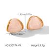 Maillard Amber Triangular Stud Earrings, 18K Gold Plated Cabochon Resin Earrings, Premium Titanium Steel Ear Jewelry