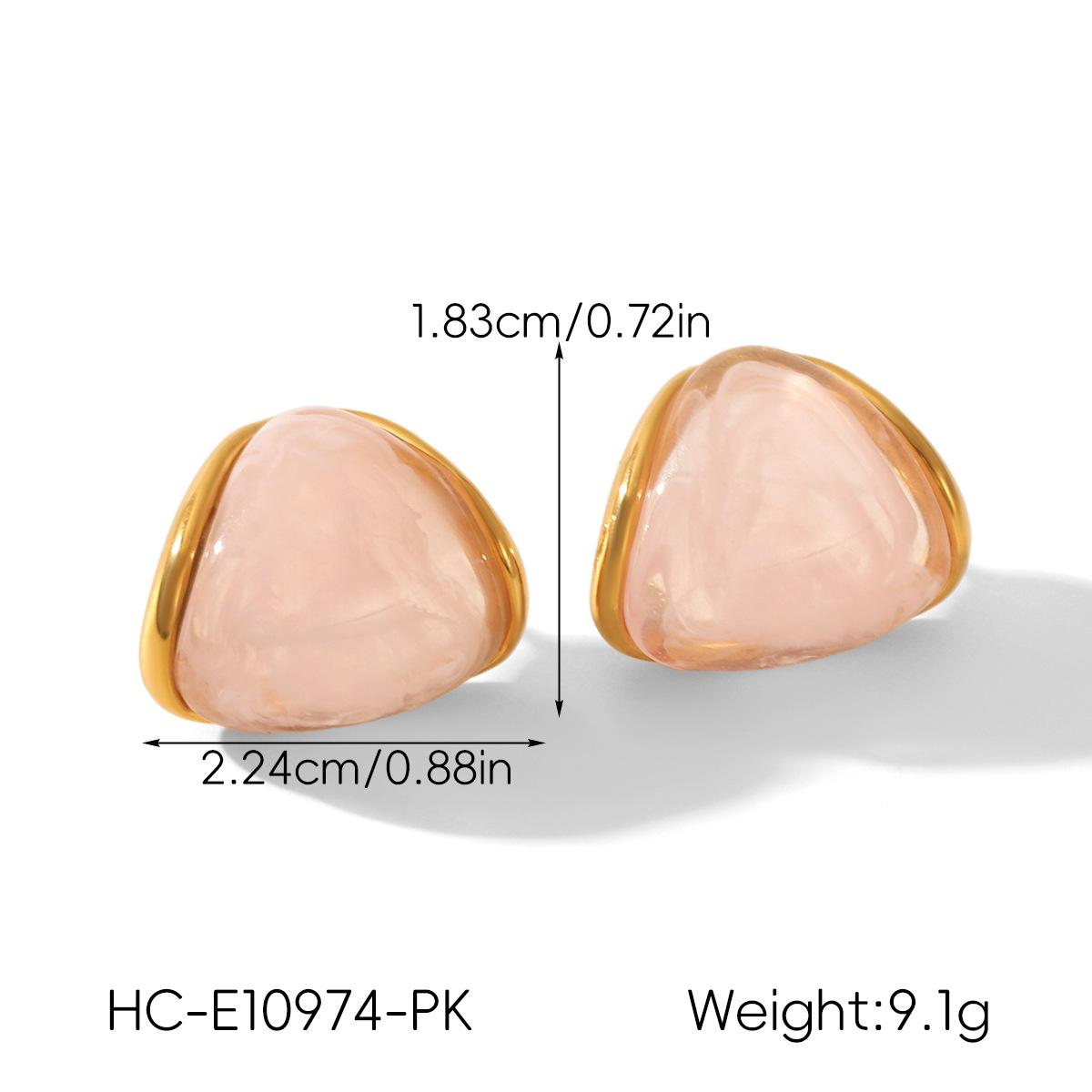 

Maillard Amber Triangular Stud Earrings, 18K Gold Plated Cabochon Resin Earrings, Premium Titanium Steel Ear Jewelry світло-рожевий колір