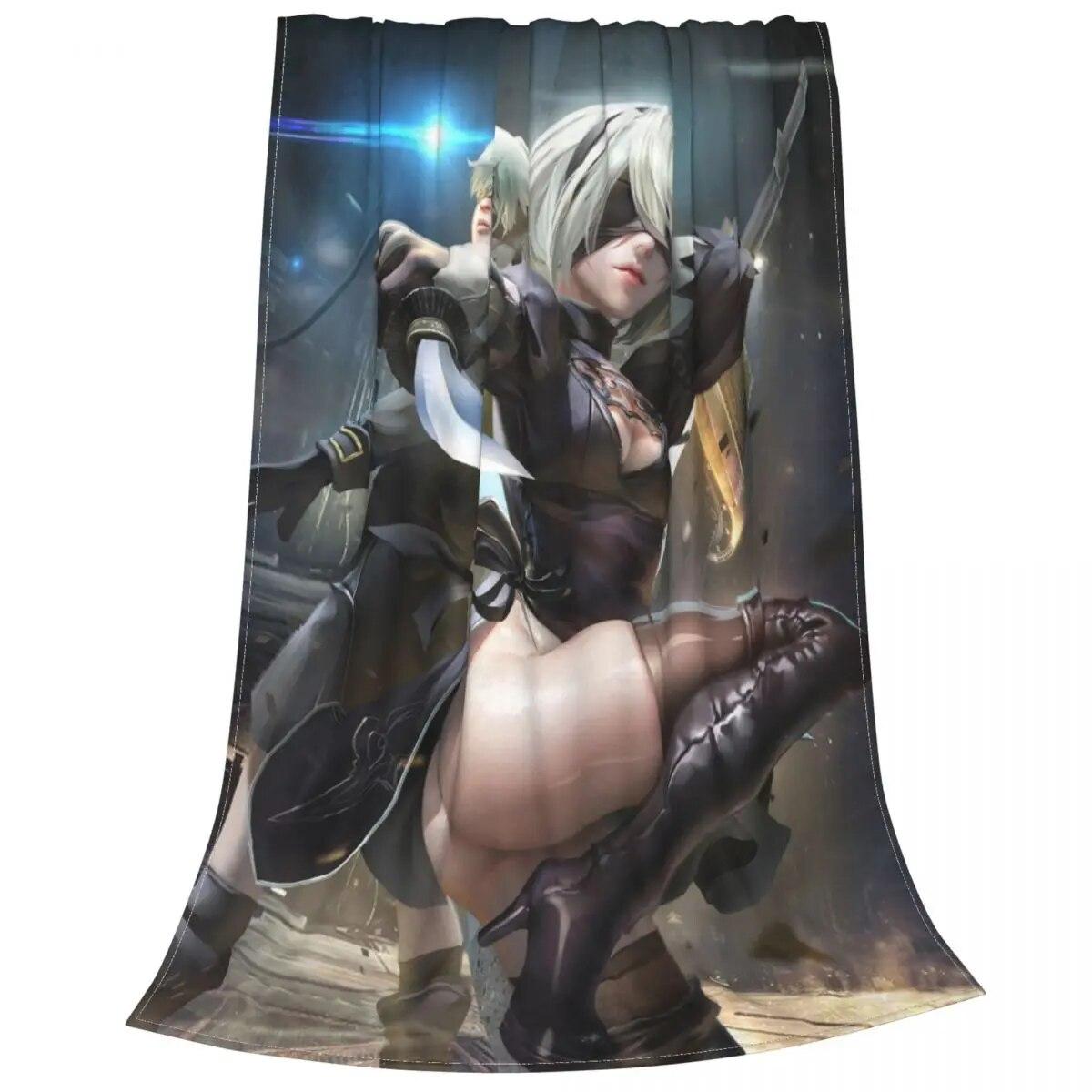 Бархатные одеяла Sex Girl NieR Automata 2B 9S, игровые одеяла для постельных принадлежностей, мягкие плюшевые тонкие одеяла для путешествий 75x100cm 30x40inch