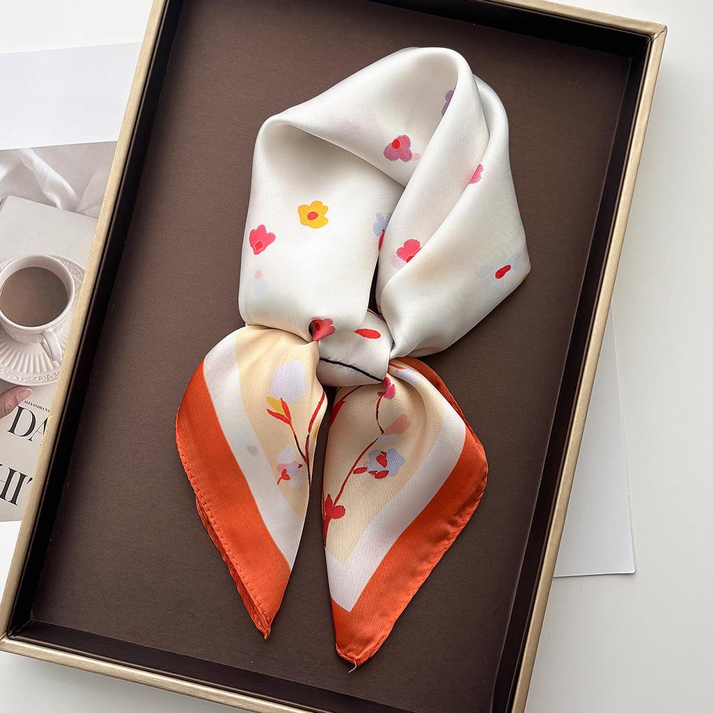 Fashion Imitation Silk Square Scarf For Women Floral Printed Scarves Bandanas Luxury Hijab Neckerchief Elegant Shawl Wraps