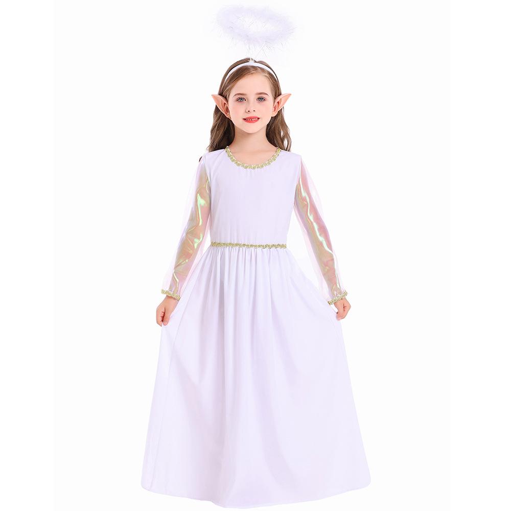 

Kids Girls Angel Cupid White Dress Children Goddess Halloween Cosplay Costumes Kindergarten Performance Role Play Outfit XL белый