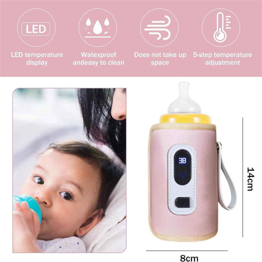 Chauffe-Biberon Portable USB 6000mAh Écran LCD - 6 Niveaux Température Voiture Et Maison