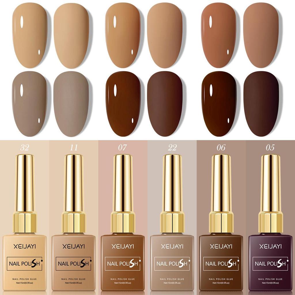 XEIJAYI 15ml Color Square Bottle Nail Gel Polish Set, 6 Colors, 1 New Shade, Available In Kilogram Packaging