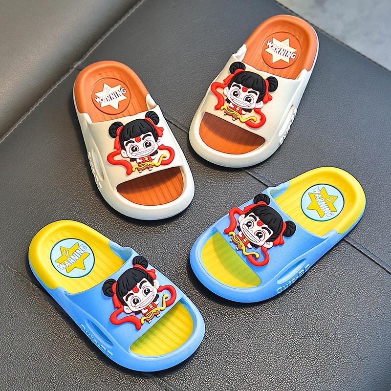 Children's Non-slip Summer Slippers - Boys' & Girls' Nezha and Ao Bing Styles 2025