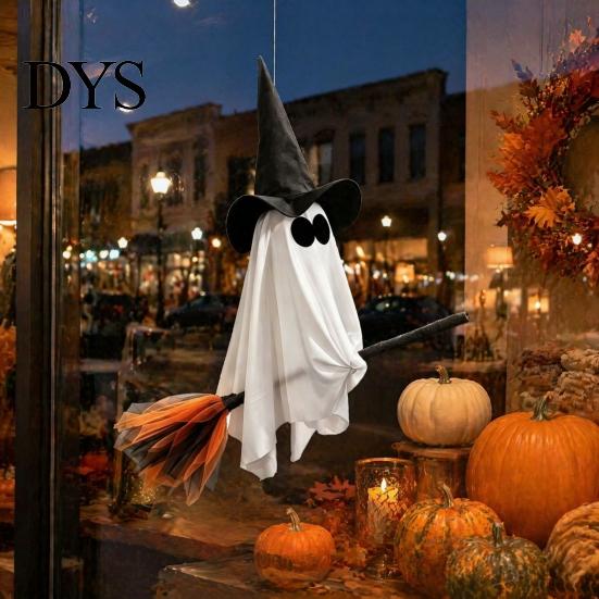 Venkovní dekorace duchů na zahradu Halloweenská čarodějnice Závěsná ozdoba na koště Strašidelný klobouk Plovoucí party rekvizity Přívěsky Vnitřní dekorace strašidelného domu