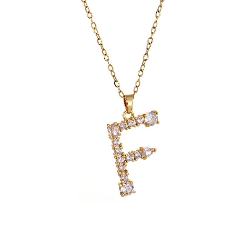 Luxury 26 Letter Necklace Women Unique Design White Zircon Crystal Collarbone Chain Party Jewelry Christmas Gift