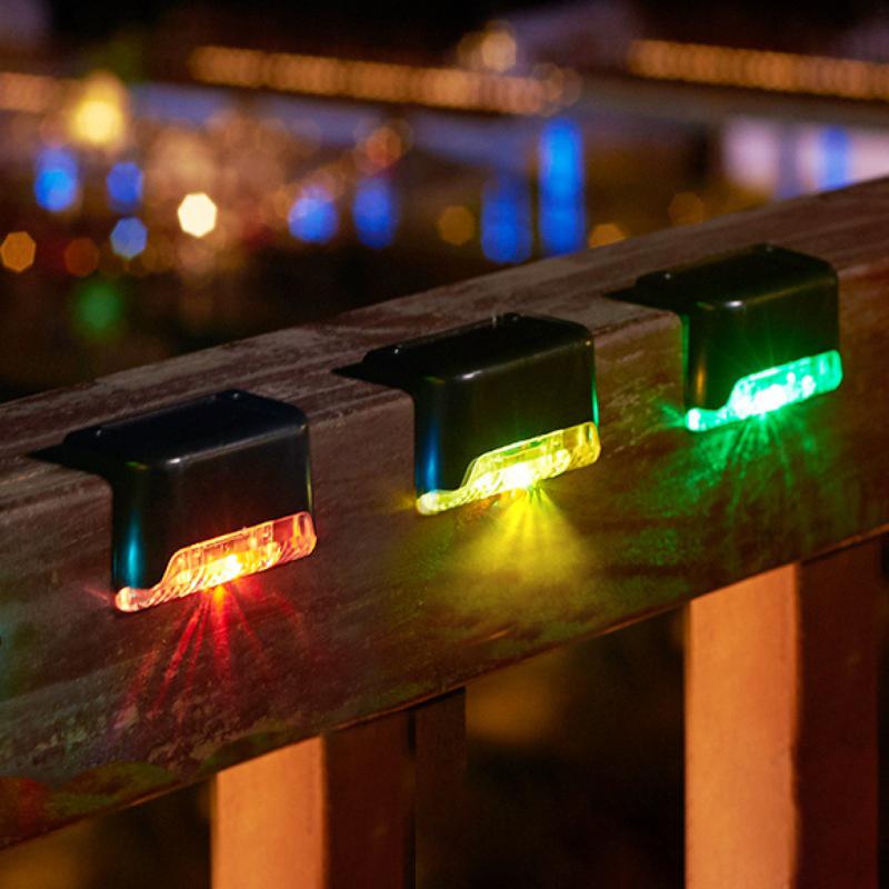 4Pack LED Solar Stair Light Lamp Waterproof Passage Courtyard Guardrail Step Night Light for Outdoor Garden Borders Terrace