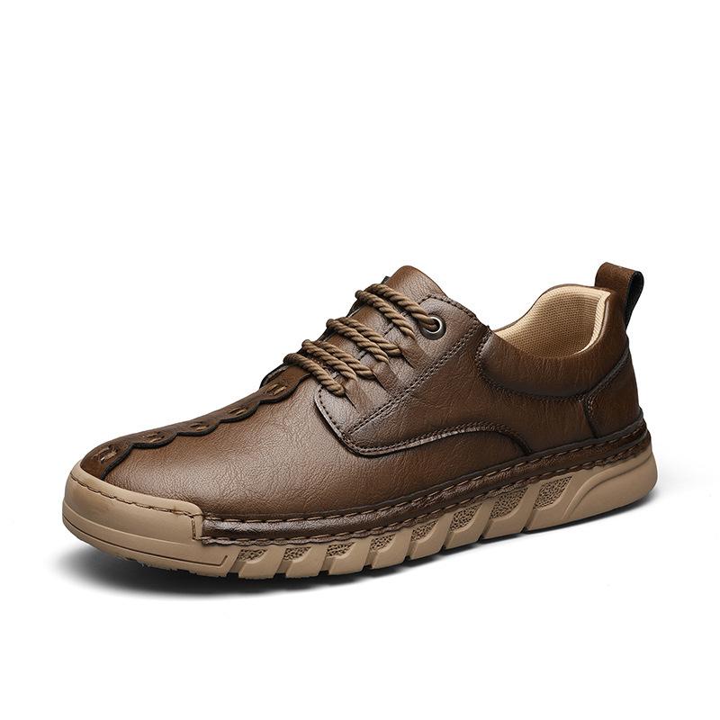 

Independent station large size hand-stitched men s shoes outdoor casual shoes one-pedal flat leather shoes low-top loafers 47