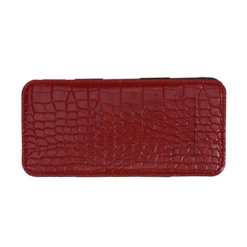 

New Leather Crocodile Print Wallet Multicard Slot Slim Long Wallet Solid Color Card Holder Men красный