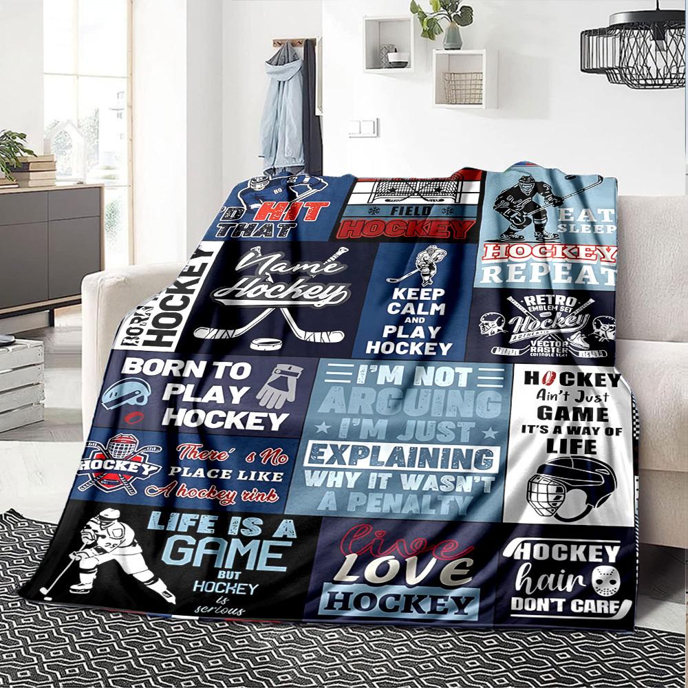 Hockey Quotes And Designs For Sports Enthusiasts Cozy Customize Your Name Soft Warm Cozy Versatile For Sofa Couch Office Bed Picnics For All Occasions