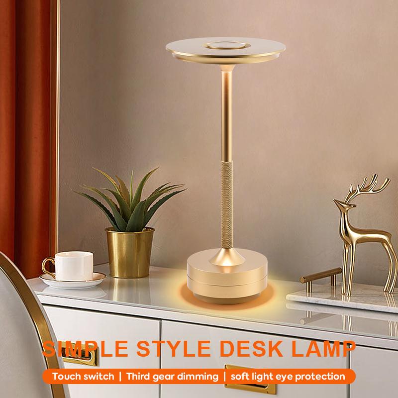 USB charging table lamp LED top touch three color dimming stepless dimming desk lamp simple design waterproof table lamp