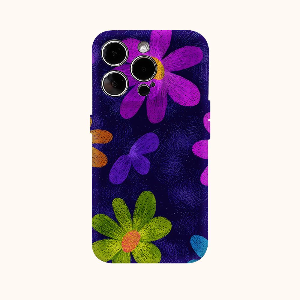 Neon Painted Daisies Phone Case for IPhone 17AIR 16E 16 15 14 13 12 11 17 Pro Max Plus Double-layer Back Cover