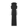 2026 Womens High-Waisted Sleeveless Wrap Tie-Detail Mini Dress With Side Slit Solid Color Pleated Skirt