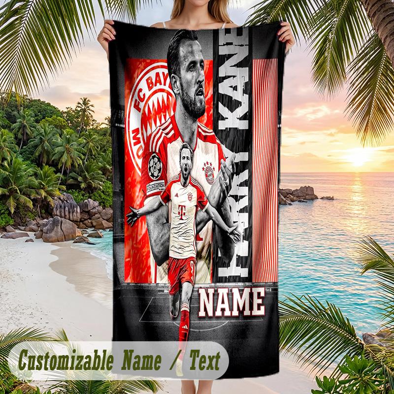 Beach Towel Harry Kane Print Custom Name Text Soft Towel for Swimming Pool