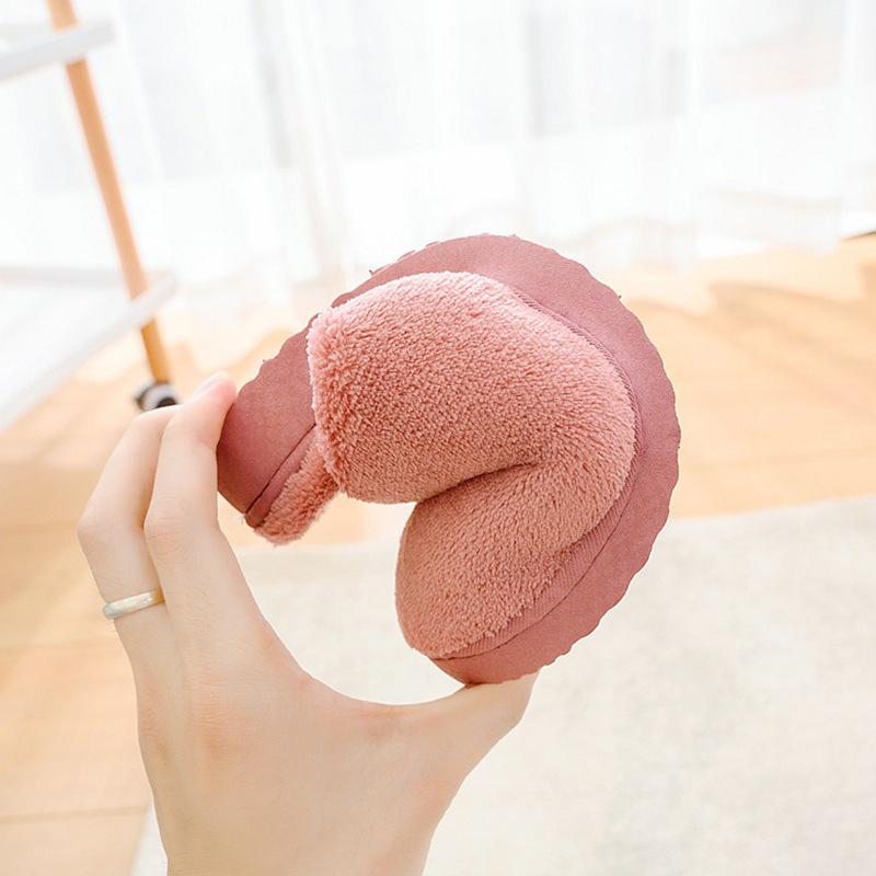 Winter Coral Fleece Home Slippers - Warm, Solid Color, Half Heel, Unisex Cotton for Women