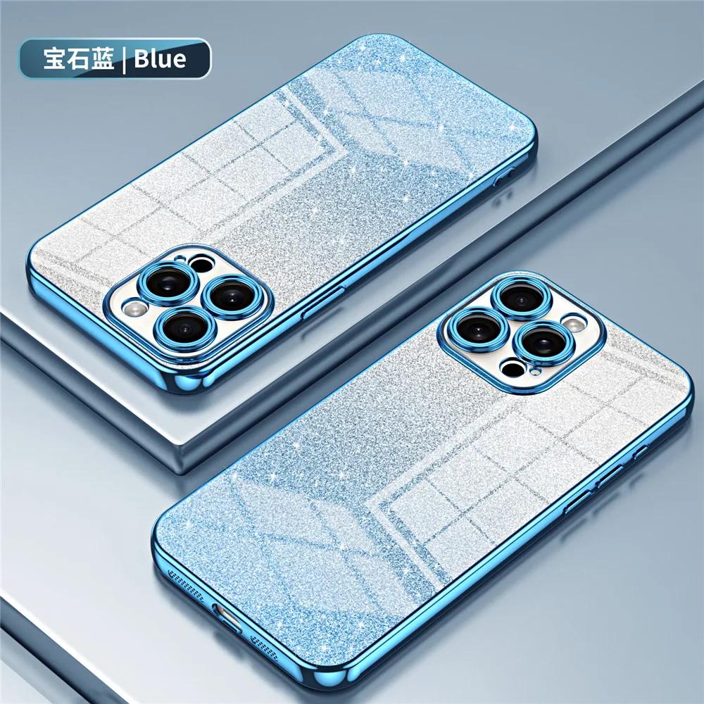 Luxury Plating Glitter Case For iPhone 15 14 Pro Max 13 11 Pro Max 12 Mini XR X XS 7 8 Plus SE 2020 Soft Shockproof Phone Cover