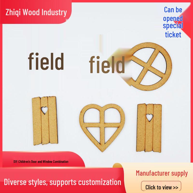 

Hollow Fairy Tale Wood Craft Door Frame & Building Blocks Set for Kids