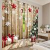 Rustic Christmas Curtains Snow Tree Gifts Party Decoration Suitable Bedroom Living Room Dining Set Of 2 Made Polyester Sitting Decor