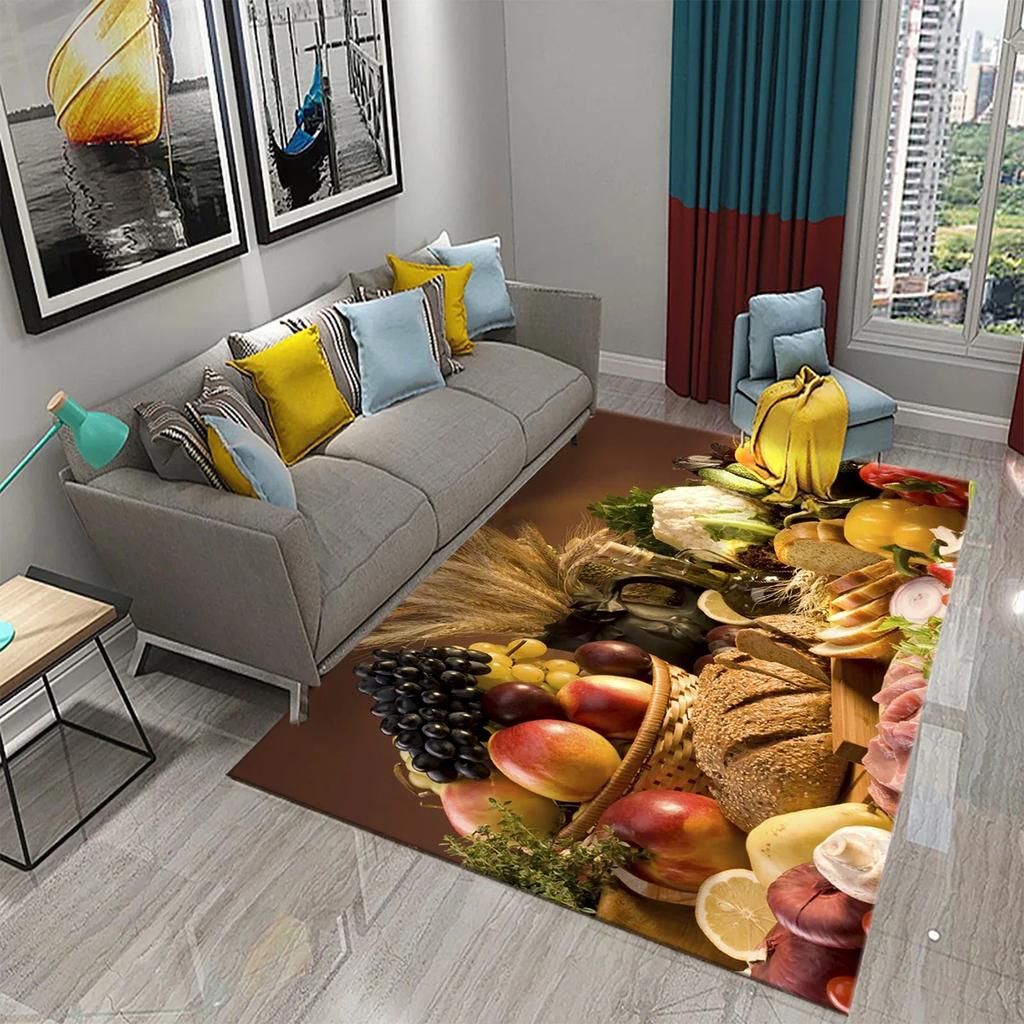 Vegetable Food Theme Carpet Doormat for Bedroom Kitchen Home Floor Decor Living Room Carpet Hallway Bathroom Anti-slip Area Rug