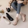 Autumn Early Winter Genuine Leather Shoes Women Ankle Boots Soft Brand Ladies Fashion Boots Plus Size 41 Beige Black