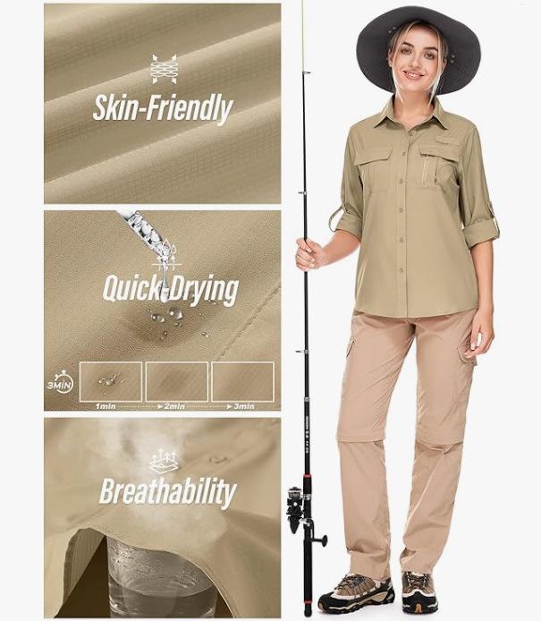 Women's Quick-Dry UV Protection Multi-Pocket Outdoor Stretch Shirt