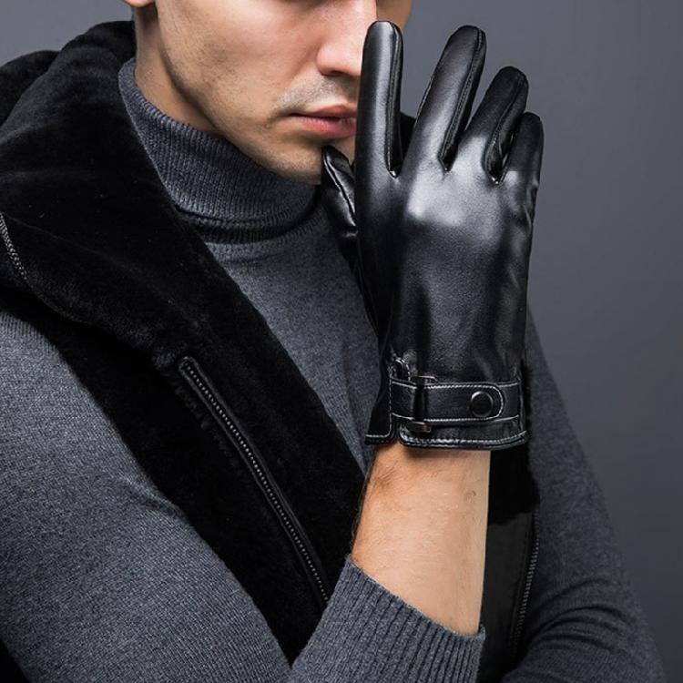 Leather Warm Gloves Full Finger Gloves Touchscreen Driving Fleece Lined Glove