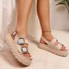 Women's Summer Beach Vacation Fashion Double-Buckle Design Comfortable Trendy Versatile Indoor Outdoor Bohemian Style Sandals