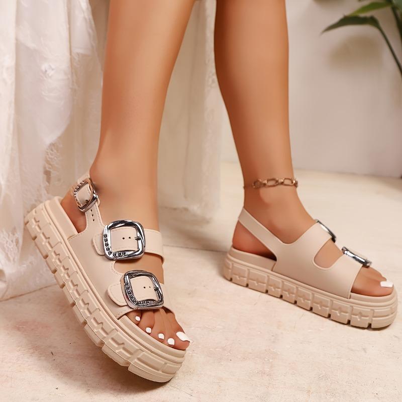 Women's Summer Beach Vacation Fashion Double-Buckle Design Comfortable Trendy Versatile Indoor Outdoor Bohemian Style Sandals