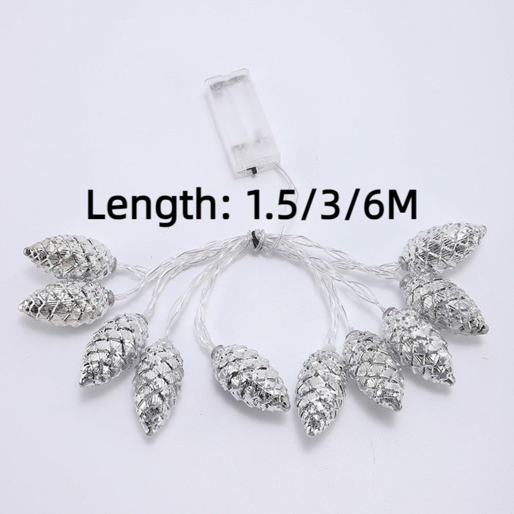Gold Silver Fake Pine Cone LED String Lights 10/20/40LED Fake Plants LED Light Garland  New Year