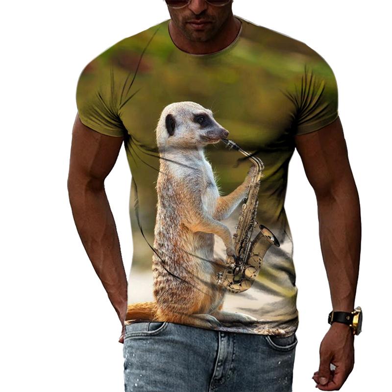 

Летние модные футболки с 3D забавным рисунком животных, трендовые мужские повседневные футболки с короткими рукавами в стиле Харадзюку в стиле хип-хоп и принтом L