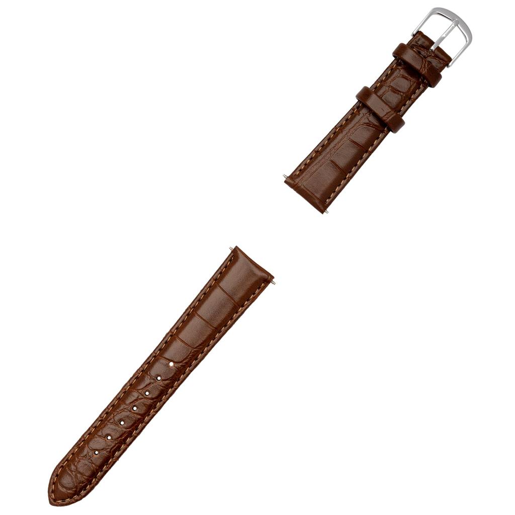 [Clefer] Watch Strap 12mm Leather Synthetic Leather Embossed Crocodile Strap Easy to Use Tool Included Brown L-11 BL-PE031-12 PU Leather