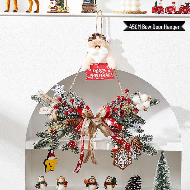 Rattan Christmas Wreath Hanging Ornament for Door & Wall Decoration