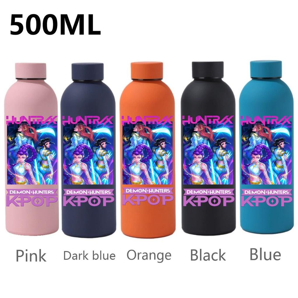 500ML KPop Dämonenjäger Cartoon Druck Sport Auslaufsicher Hohe Qualität Edelstahl Isoliert Wasserbecher Geburtstag Geburtstag Hohe Qualität Geschenke