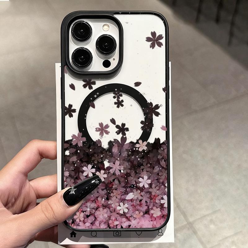 Cherry Blossom Flower Phone Case for iPhone 17 16 15 14 Pro Max 11 12 13 16E 17 Air For Magsafe Magnetic Wireless Charge Cover