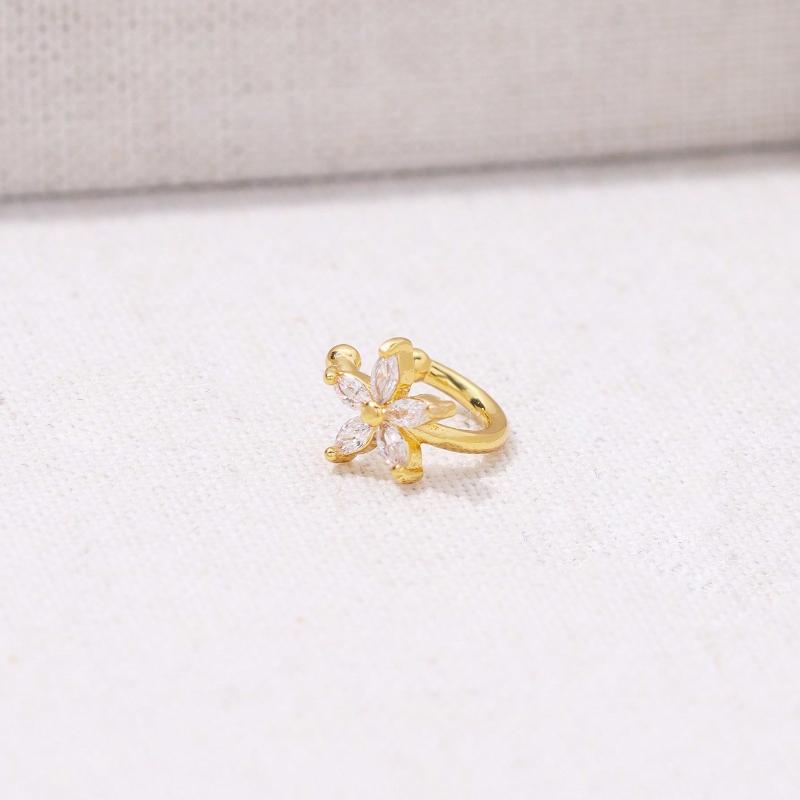 1 Pair Rhinestone Flower Decor Ear Cuff Copper Jewelry Valentines,Mom,Mother,Mother's Day,Gift