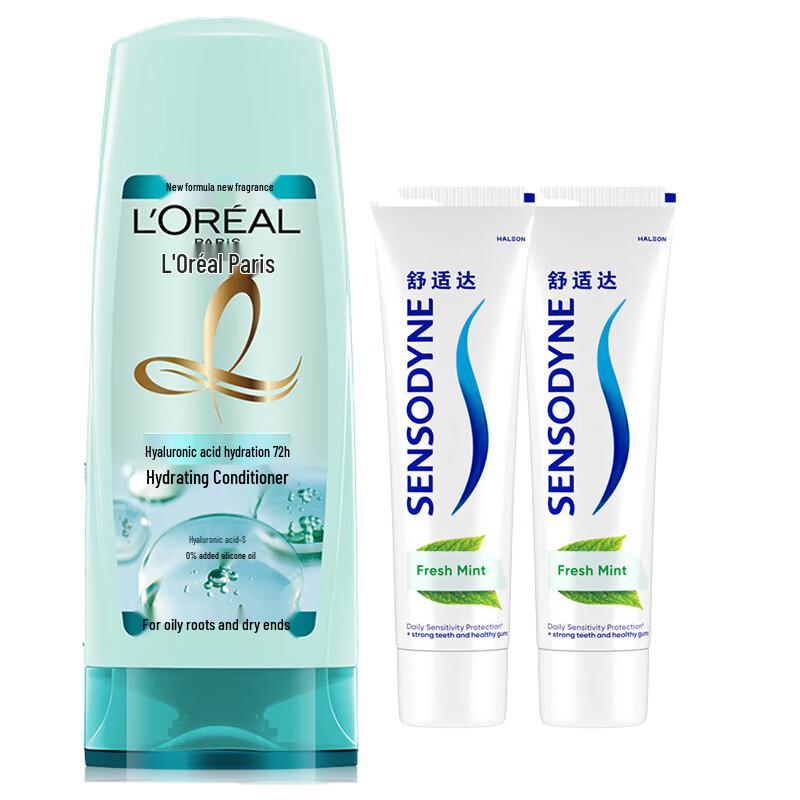 

Sensodyne Fresh Mint Toothpaste & Hyaluronic Acid Hair Conditioner Bundle