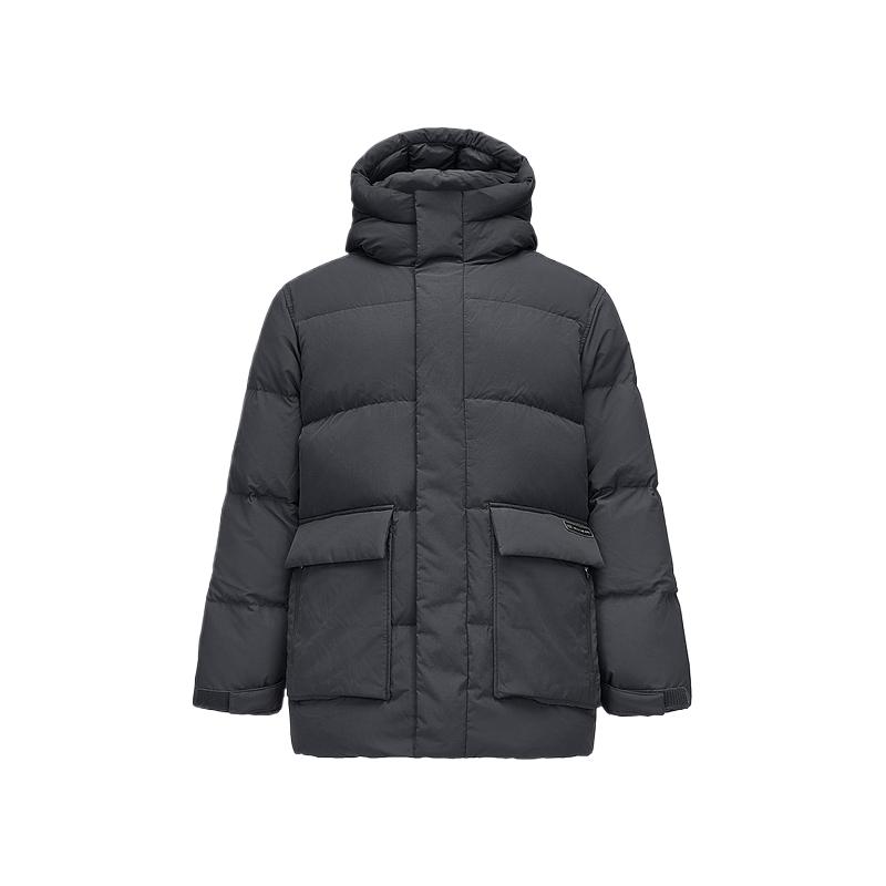 Skechers Sports Alliance Series Warm Comfortable Casual Short Loose Long Sleeve Down Jacket Men Jackets Midnight-Gray L424M056-040J