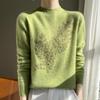 Thick Sequin Leaf Knit Sweater for Women - Autumn/Winter Half-High Collar