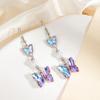 Silver Needle Gradient Butterfly Rhinestone & Pearl Earrings: Sweet, Cool, Versatile Studs for Women with Unique Style.
