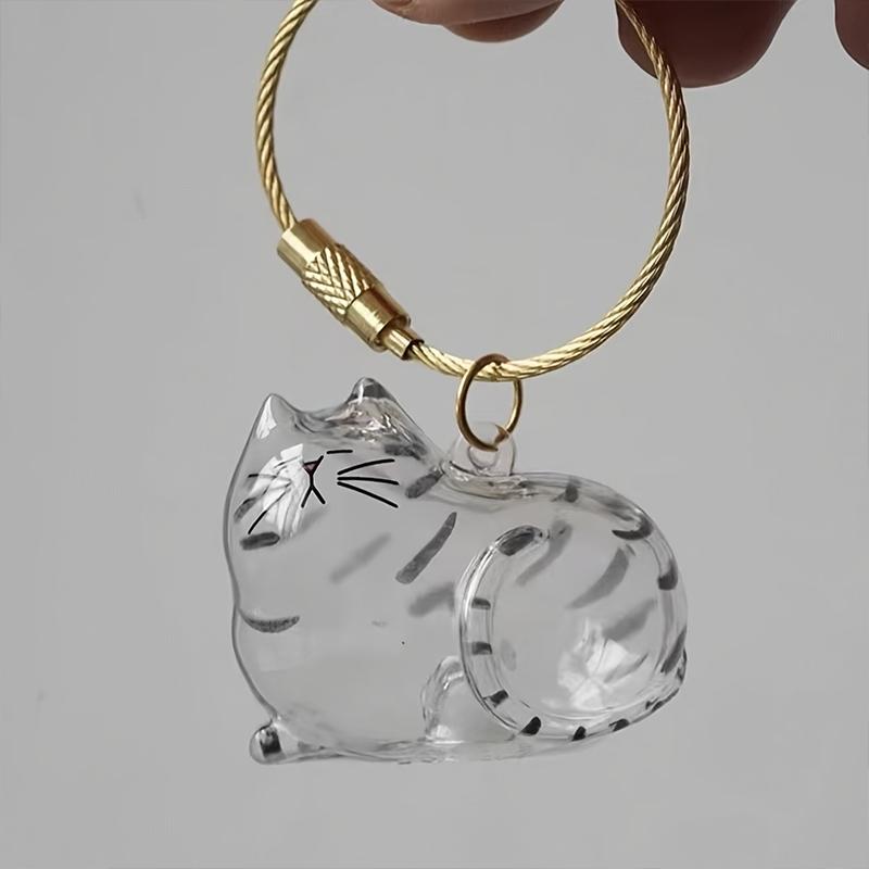 1PC Memorial Pet Fur Storage Pendant Transparent Cat Storage Keychain Cat Hair Preservation Keyring Accessory Cat 5x4cm