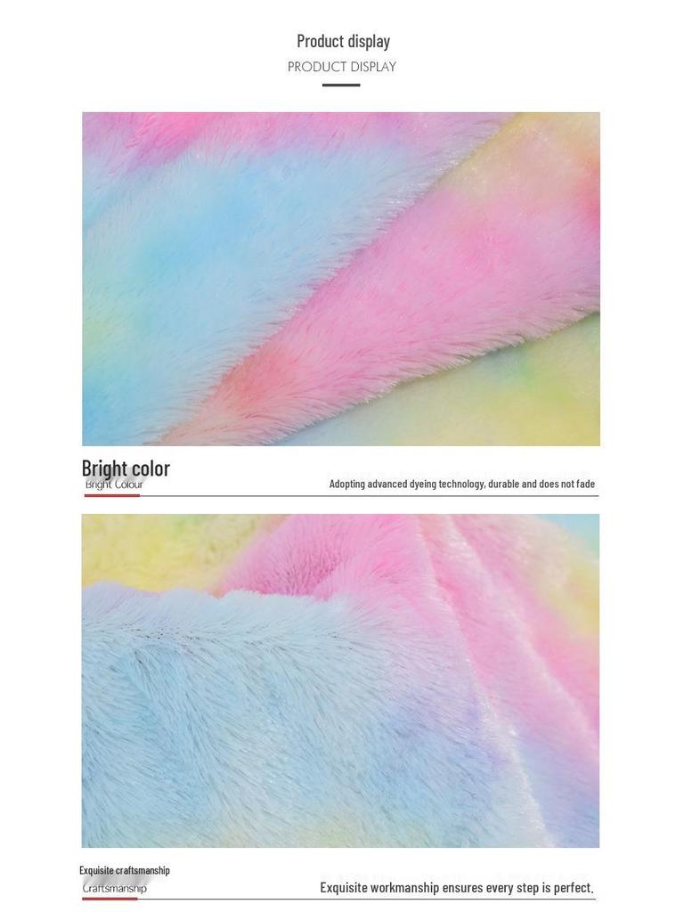 Seven-Color Velvet Rainbow Tie-Dye Gradient Flannel Fabric for Toys & Home Textiles