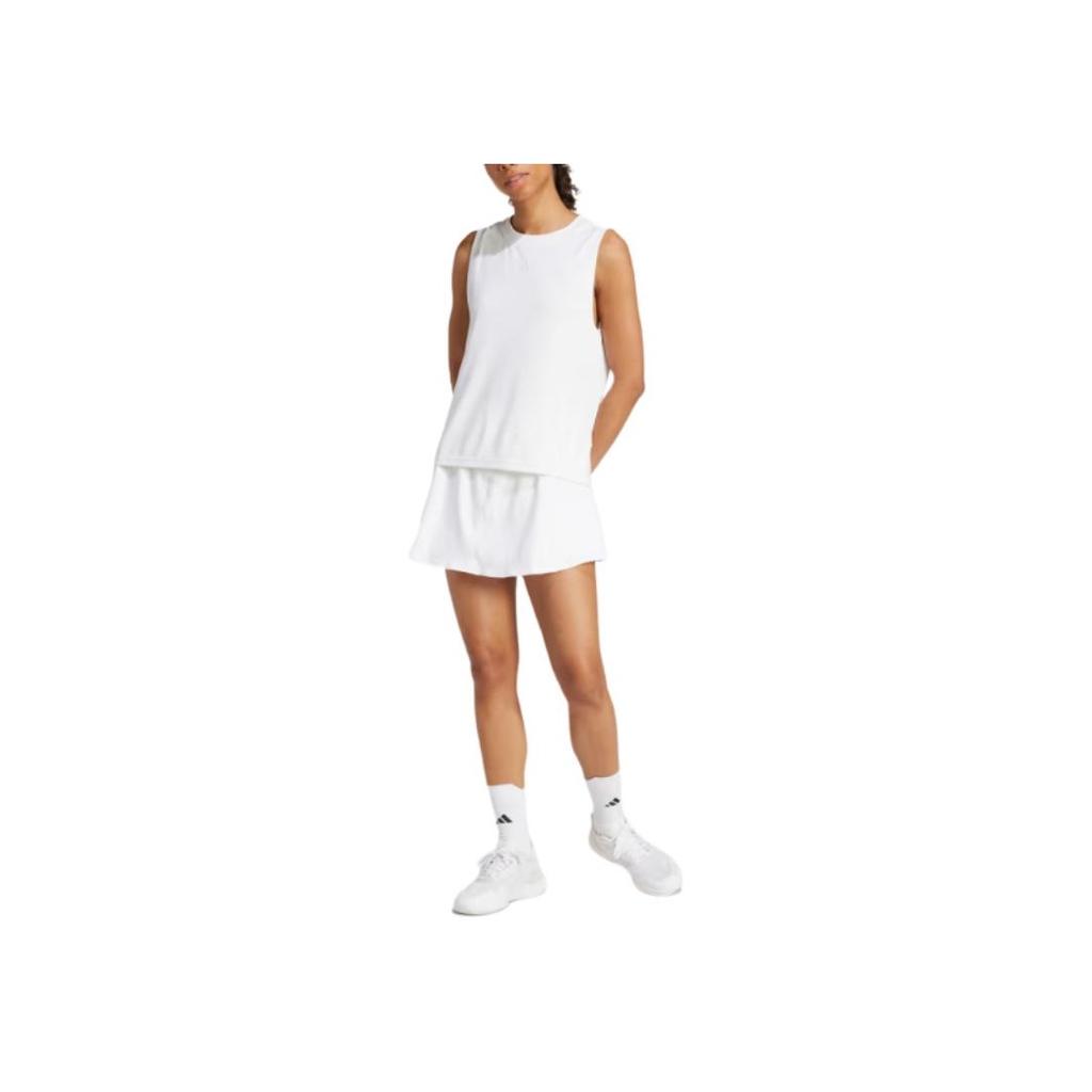 Adidas Tennis Climacool Match Skirt Solid Color Logo Elastic Mid Waist Short Casual Skirt Women Skirts White JE7102