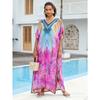 Plus Size Beach Print Dress for Women Bat Sleeve Bikini Suntan Cover Up