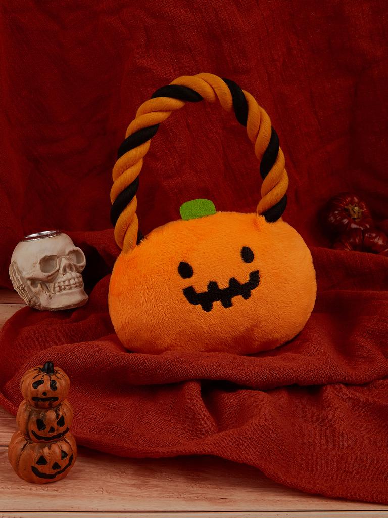 Hundleksaker för Små Medelstora Raser Halloween Pumpa & Fladdermus Rep Tuggleksak Hållbara Tuffa Pipande Valpleksaker för Husdjursgåvor Mjuk Plus