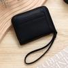 Simple PU Leather Small Short Wallet Multi Slots Solid Color Card Holder Zipper Business Card Case Men Women