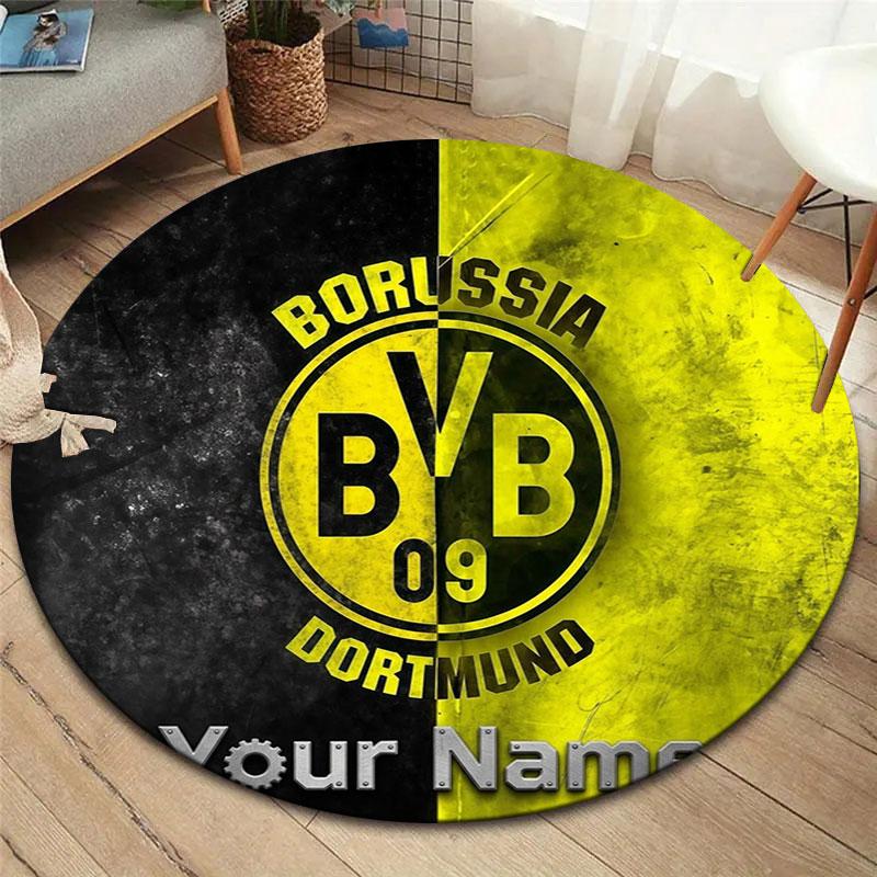 Borussia Custom Name Round Area Rug,Carpet Rug for Living Room Bedroom Sofa Playroom Decor,Non-slip Floor Mat
