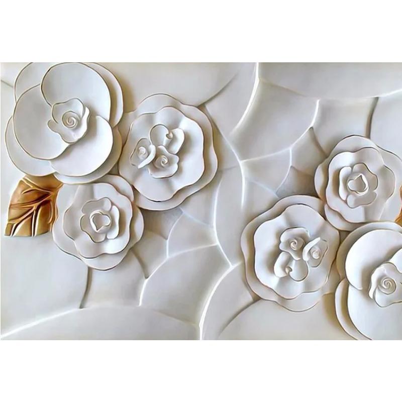 White Rose 3d Wallpaper Rose Photo Relief Wallpaper Modern Minimalist Living Room Bedroom Background Wall Murals